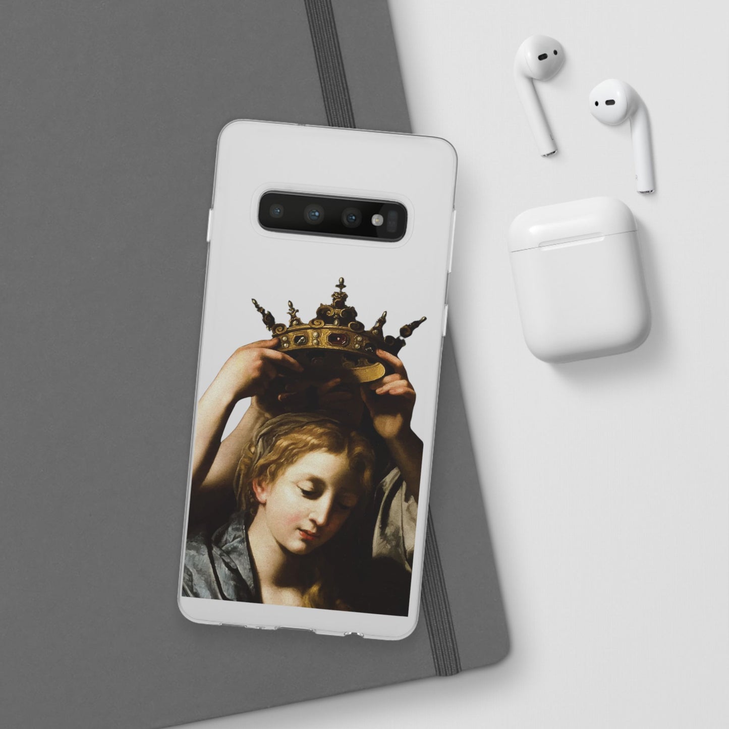 Bartolomeo Cavarozzi Clear iPhone Case,Crown,Classical art phone case,aesthetic art,arttok,iPhone android wireless charging,Feminist