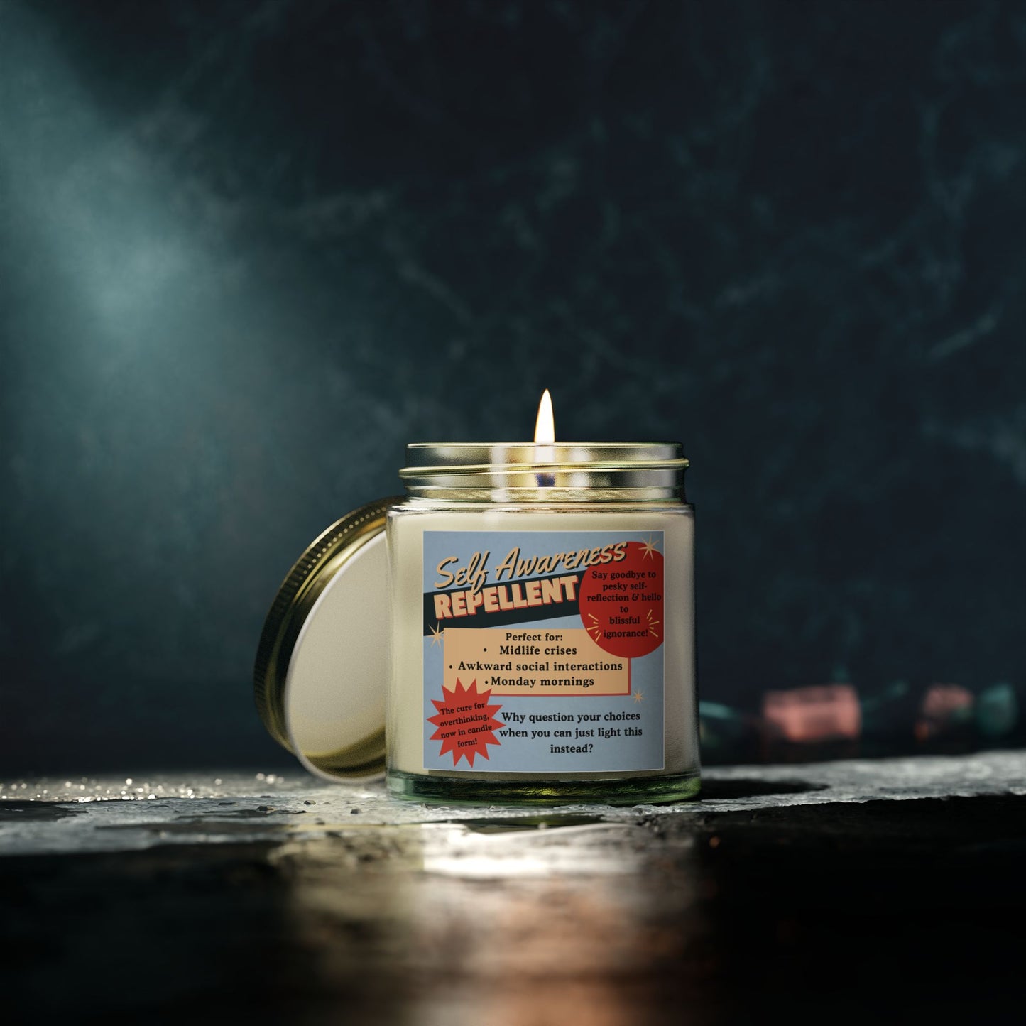 Self Awareness Repellent Scented Soy Candle Quirky Witty Clever Funny Sassy Meme Funny