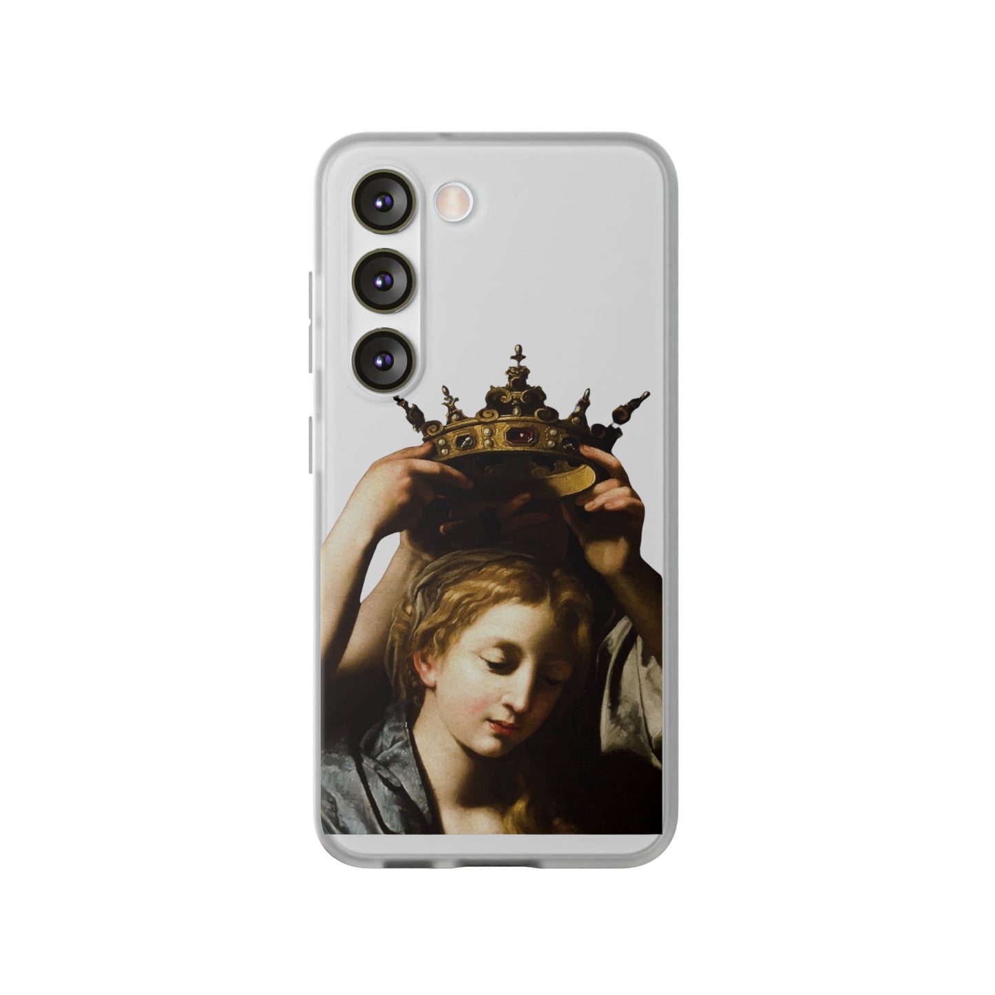 Bartolomeo Cavarozzi Clear iPhone Case,Crown,Classical art phone case,aesthetic art,arttok,iPhone android wireless charging,Feminist