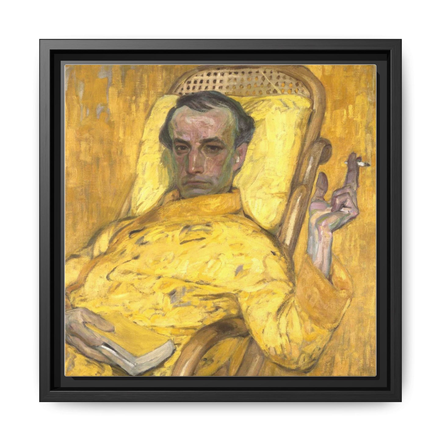 Frantisek Kupka The Yellow Scale Painting Poster 1907 Yellow Self Portrait Man Holding Cigarette Czech Art Oil Painting Person Yellow Art