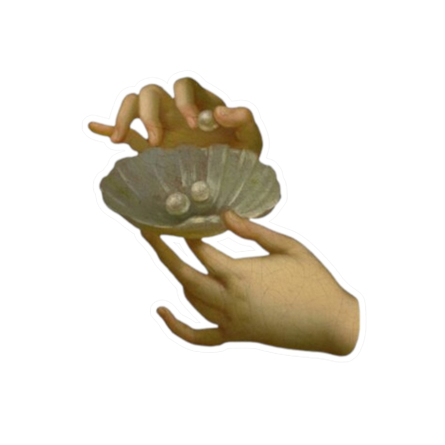 Hands with pearls painting detail stickers, Aesthetic Sticker