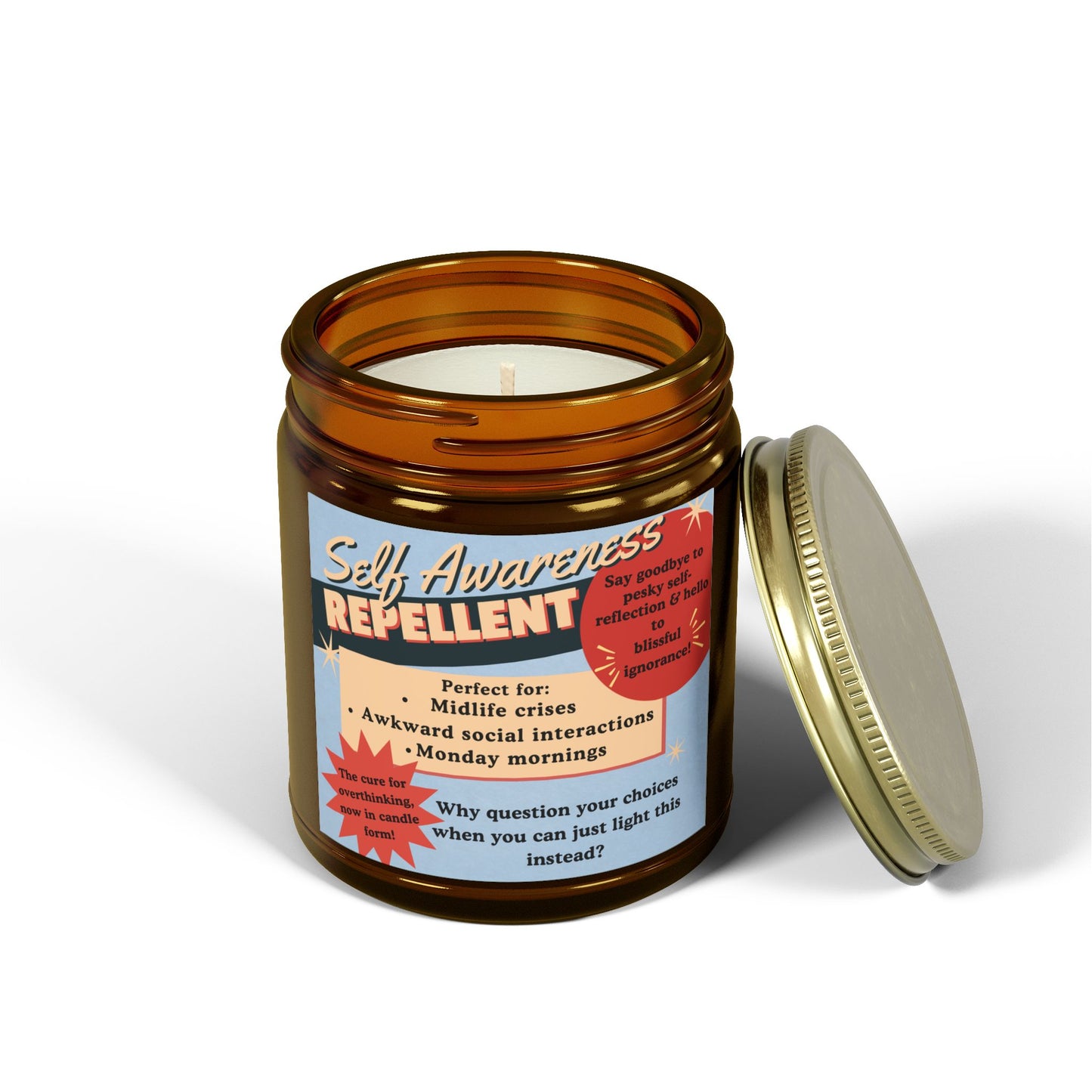 Self Awareness Repellent Scented Soy Candle Quirky Witty Clever Funny Sassy Meme Funny
