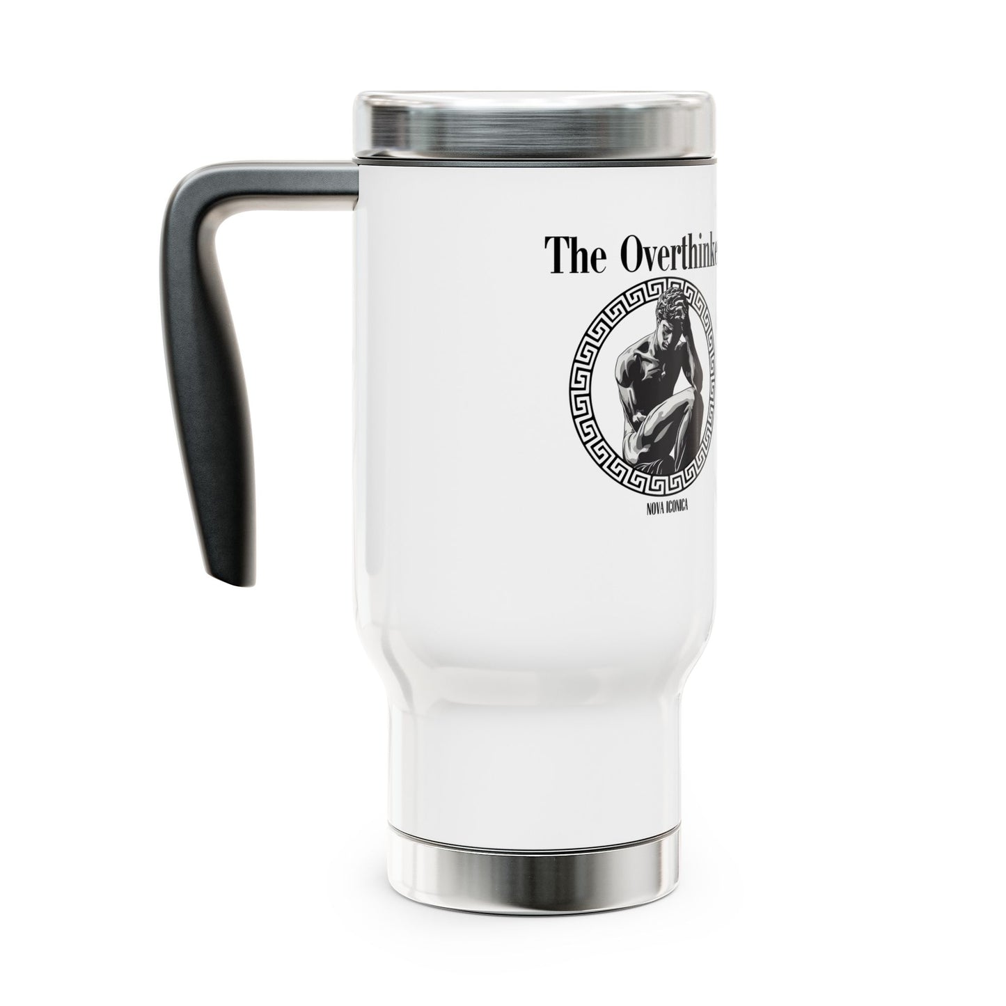 Overthinker Stainless Steel Travel Mug with Handle, 14oz