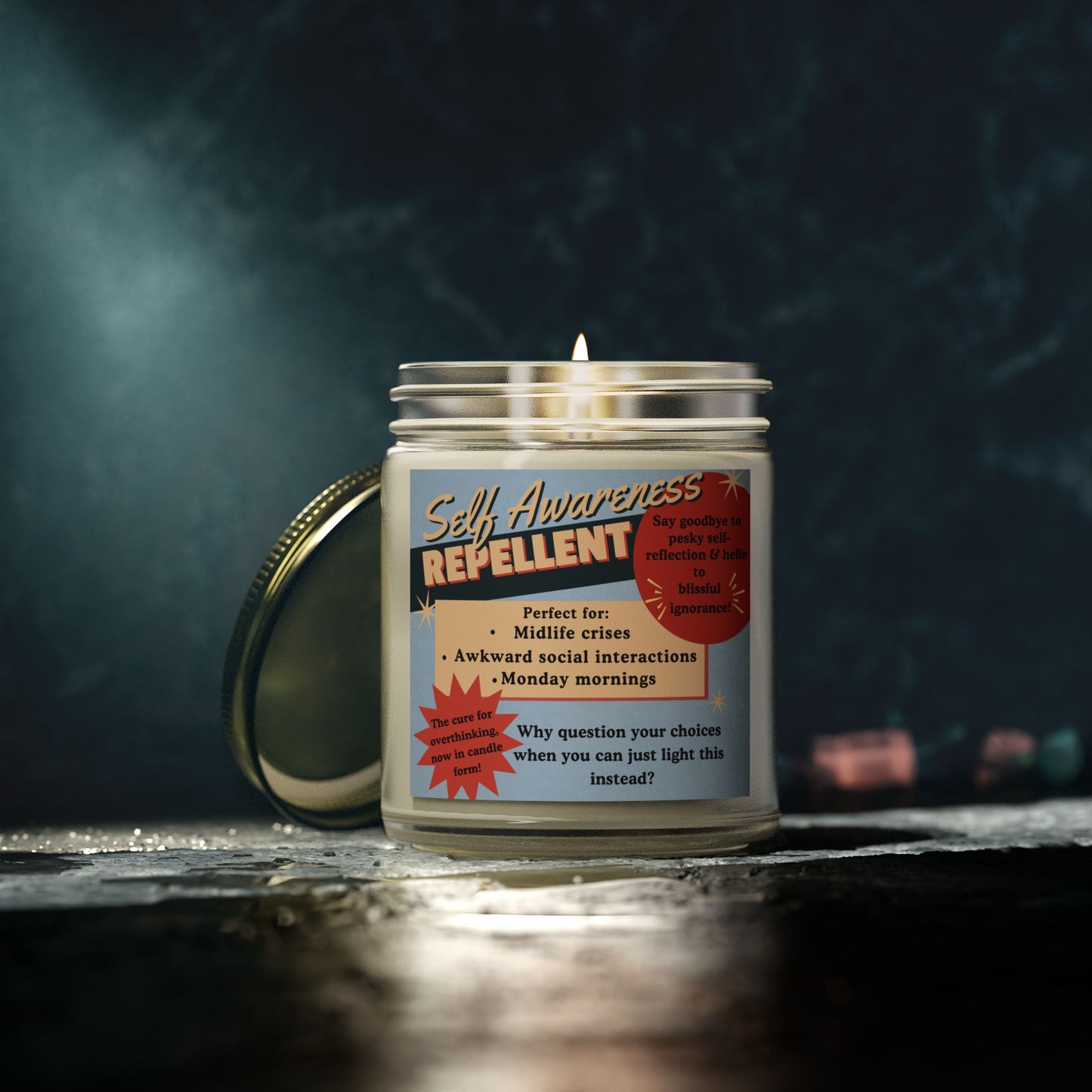 Self Awareness Repellent Scented Soy Candle Quirky Witty Clever Funny Sassy Meme Funny