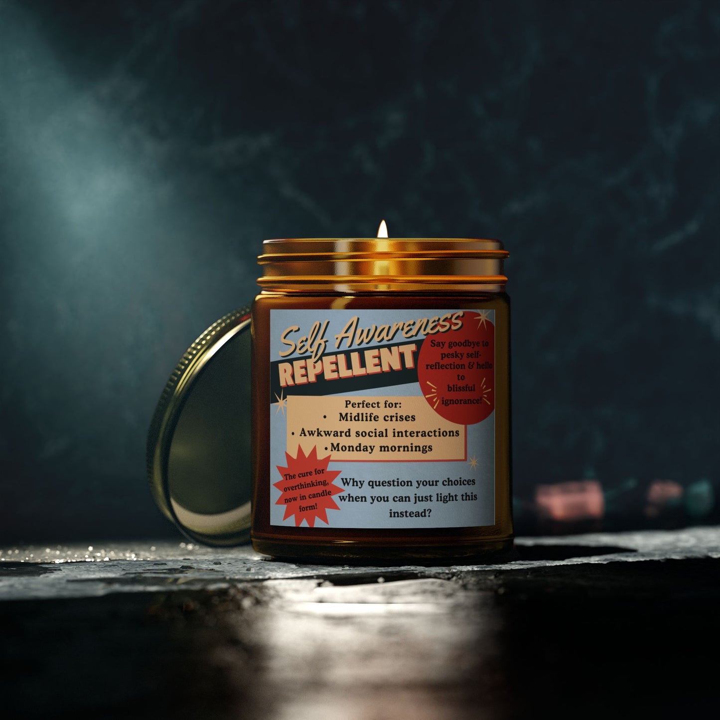 Self Awareness Repellent Scented Soy Candle Quirky Witty Clever Funny Sassy Meme Funny