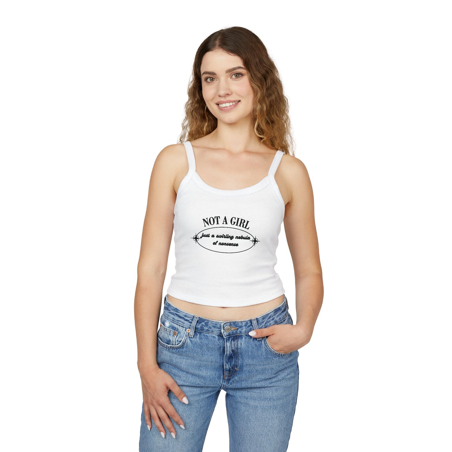 Not A Girl Spaghetti Strap Tank Top - Stylish & Playful Summer Wear