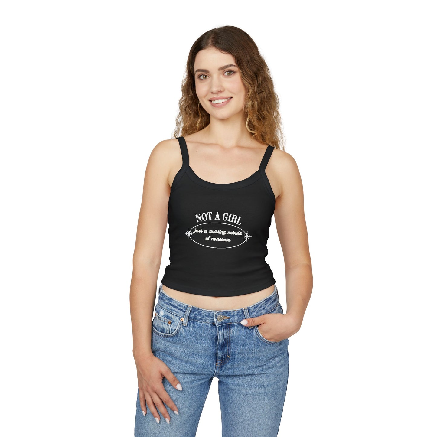 Not A Girl Spaghetti Strap Tank Top - Stylish & Playful Summer Wear