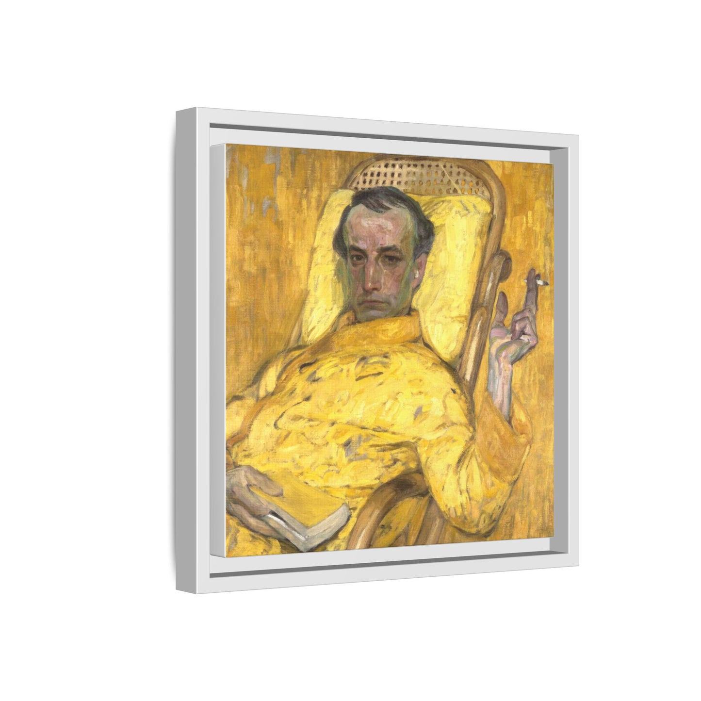 Frantisek Kupka The Yellow Scale Painting Poster 1907 Yellow Self Portrait Man Holding Cigarette Czech Art Oil Painting Person Yellow Art