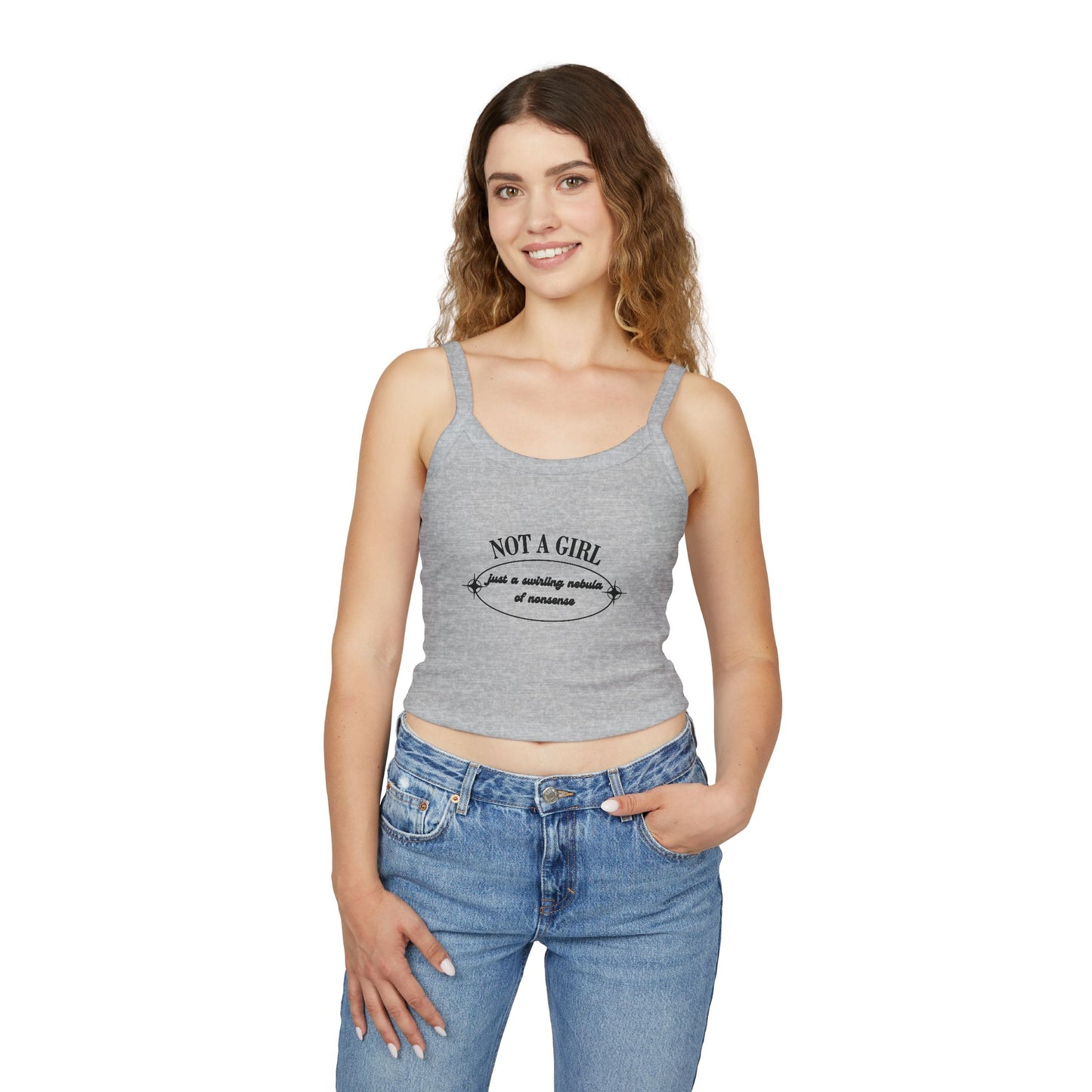 Not A Girl Spaghetti Strap Tank Top - Stylish & Playful Summer Wear
