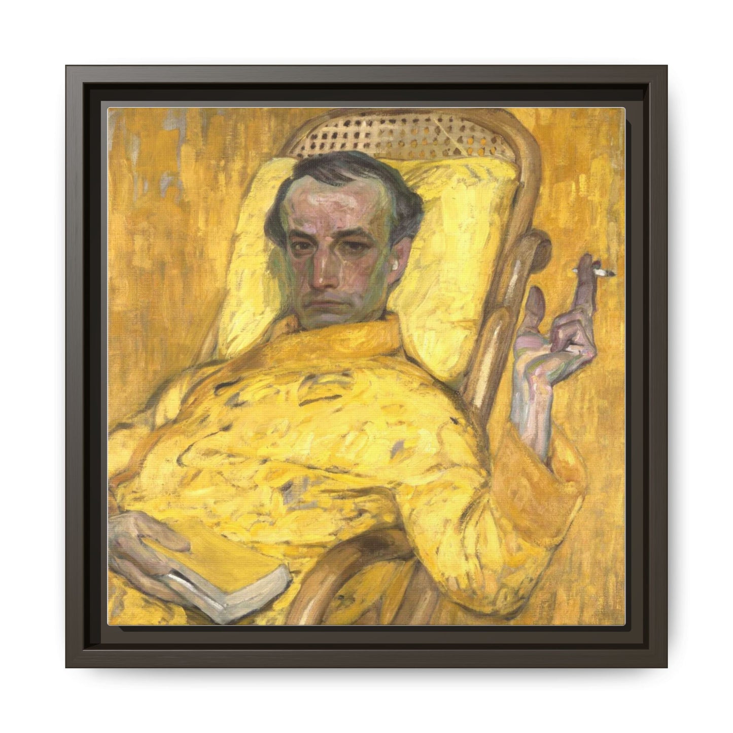 Frantisek Kupka The Yellow Scale Painting Poster 1907 Yellow Self Portrait Man Holding Cigarette Czech Art Oil Painting Person Yellow Art