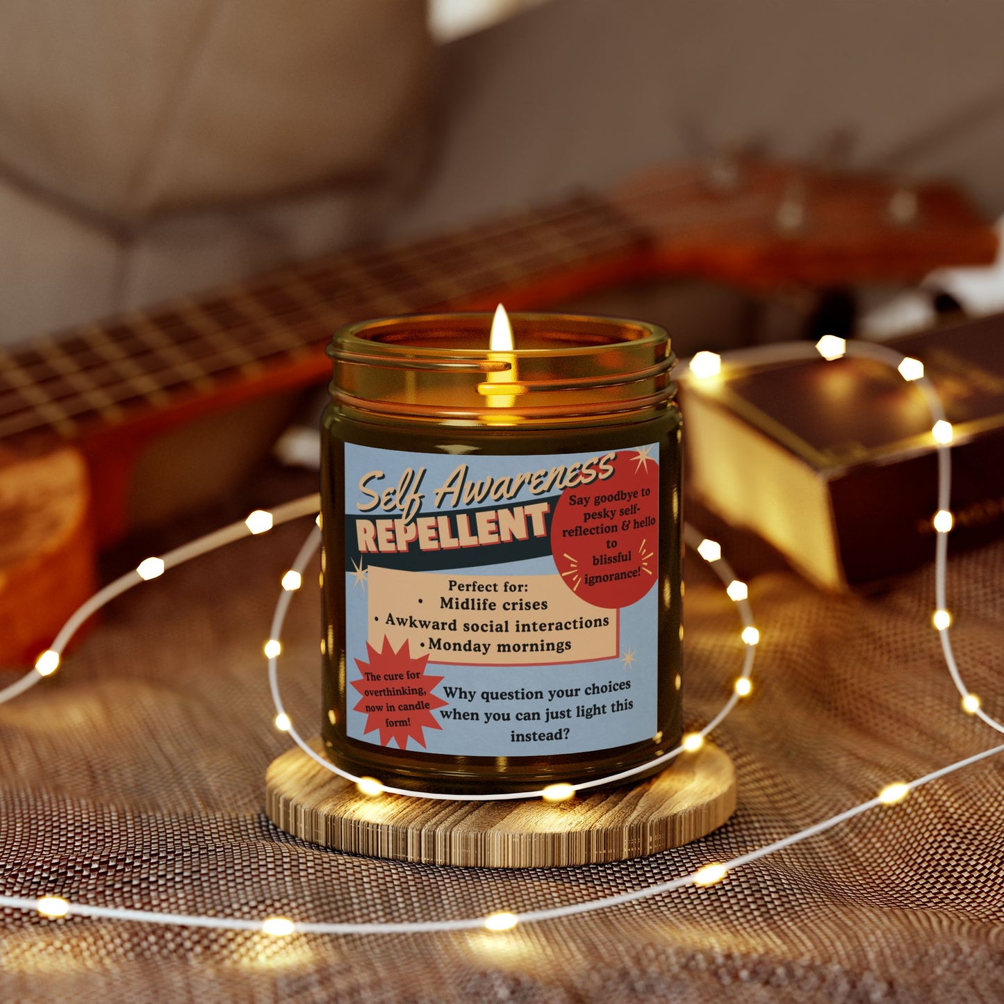 Self Awareness Repellent Scented Soy Candle Quirky Witty Clever Funny Sassy Meme Funny