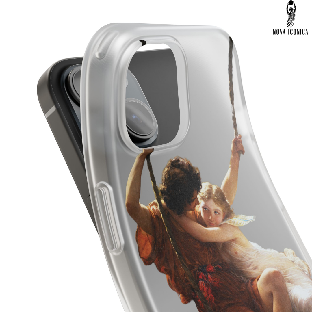 Classical art phone case, aesthetic art, arttok, swinging couple painting, Pierre Auguste Cot Springtime, iPhone android wireless charging