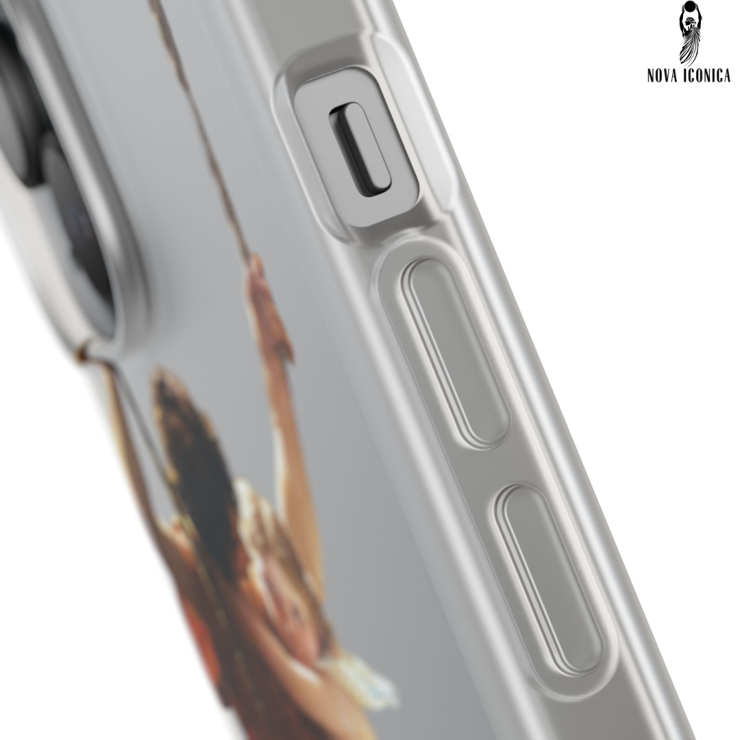 Classical art phone case, aesthetic art, arttok, swinging couple painting, Pierre Auguste Cot Springtime, iPhone android wireless charging