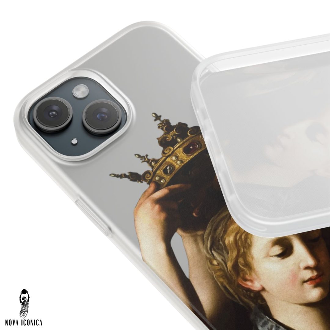 Bartolomeo Cavarozzi Clear iPhone Case,Crown,Classical art phone case,aesthetic art,arttok,iPhone android wireless charging,Feminist