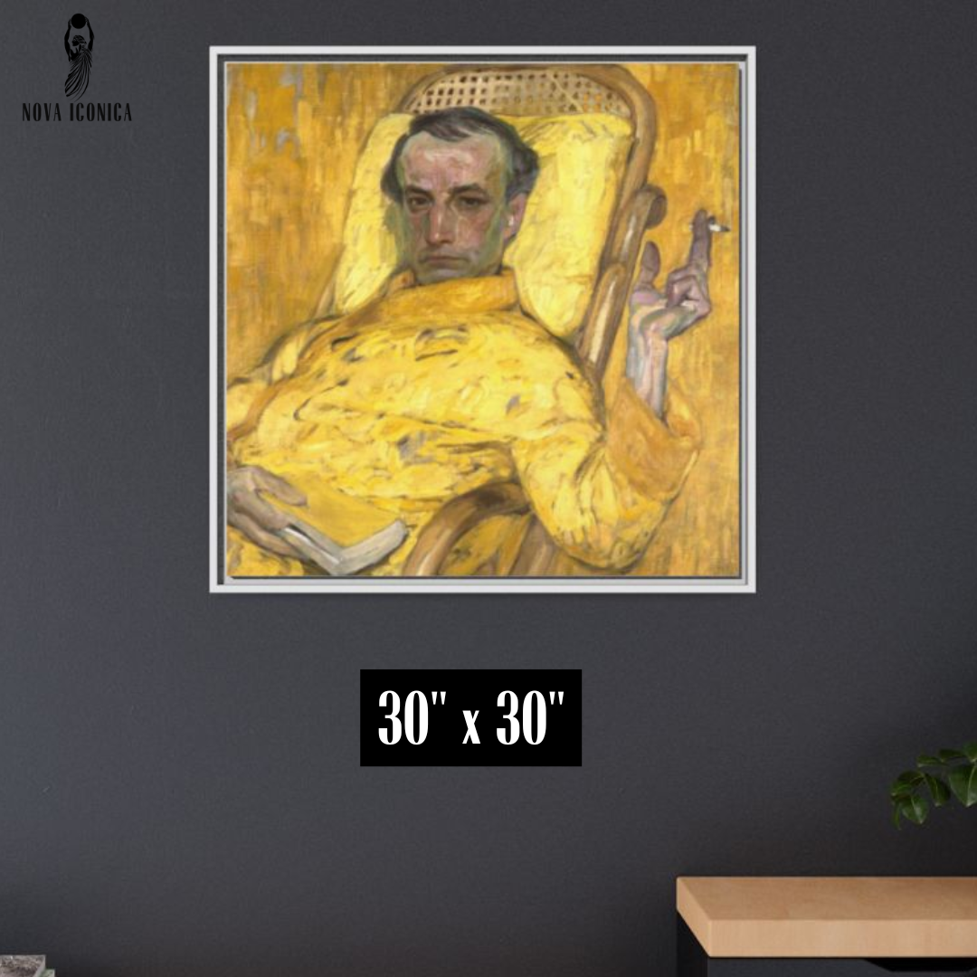Frantisek Kupka The Yellow Scale Painting Poster 1907 Yellow Self Portrait Man Holding Cigarette Czech Art Oil Painting Person Yellow Art