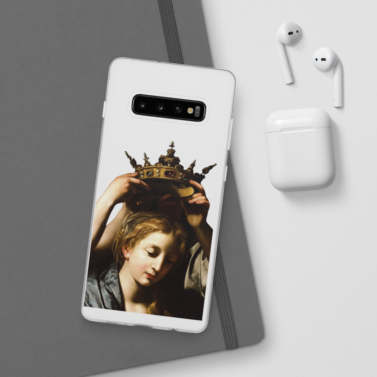 Bartolomeo Cavarozzi Clear iPhone Case,Crown,Classical art phone case,aesthetic art,arttok,iPhone android wireless charging,Feminist