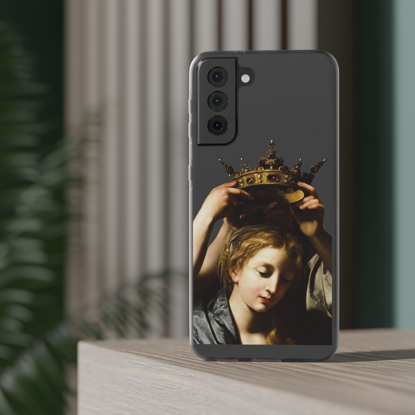 Bartolomeo Cavarozzi Clear iPhone Case,Crown,Classical art phone case,aesthetic art,arttok,iPhone android wireless charging,Feminist
