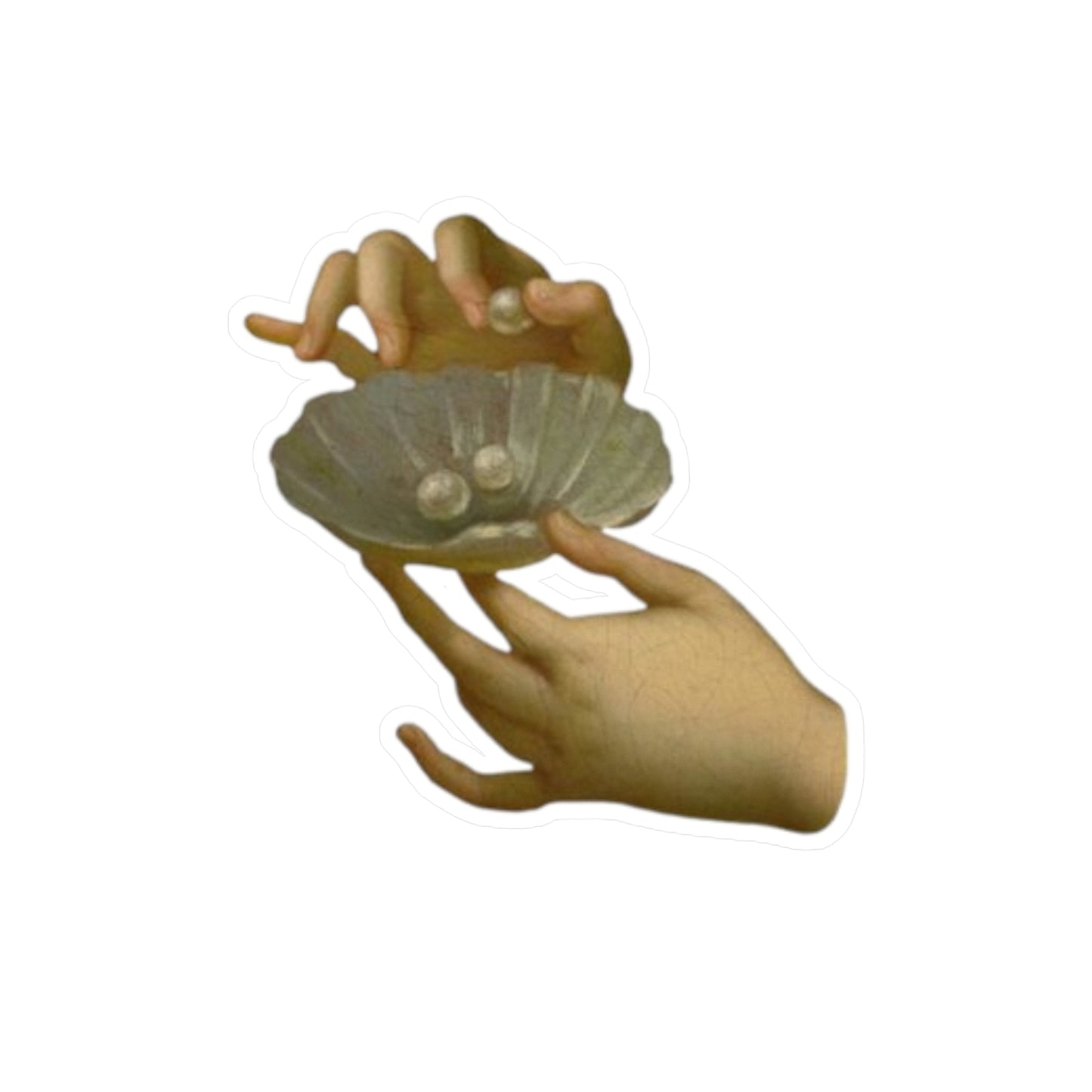 Hands with pearls painting detail stickers, Aesthetic Sticker
