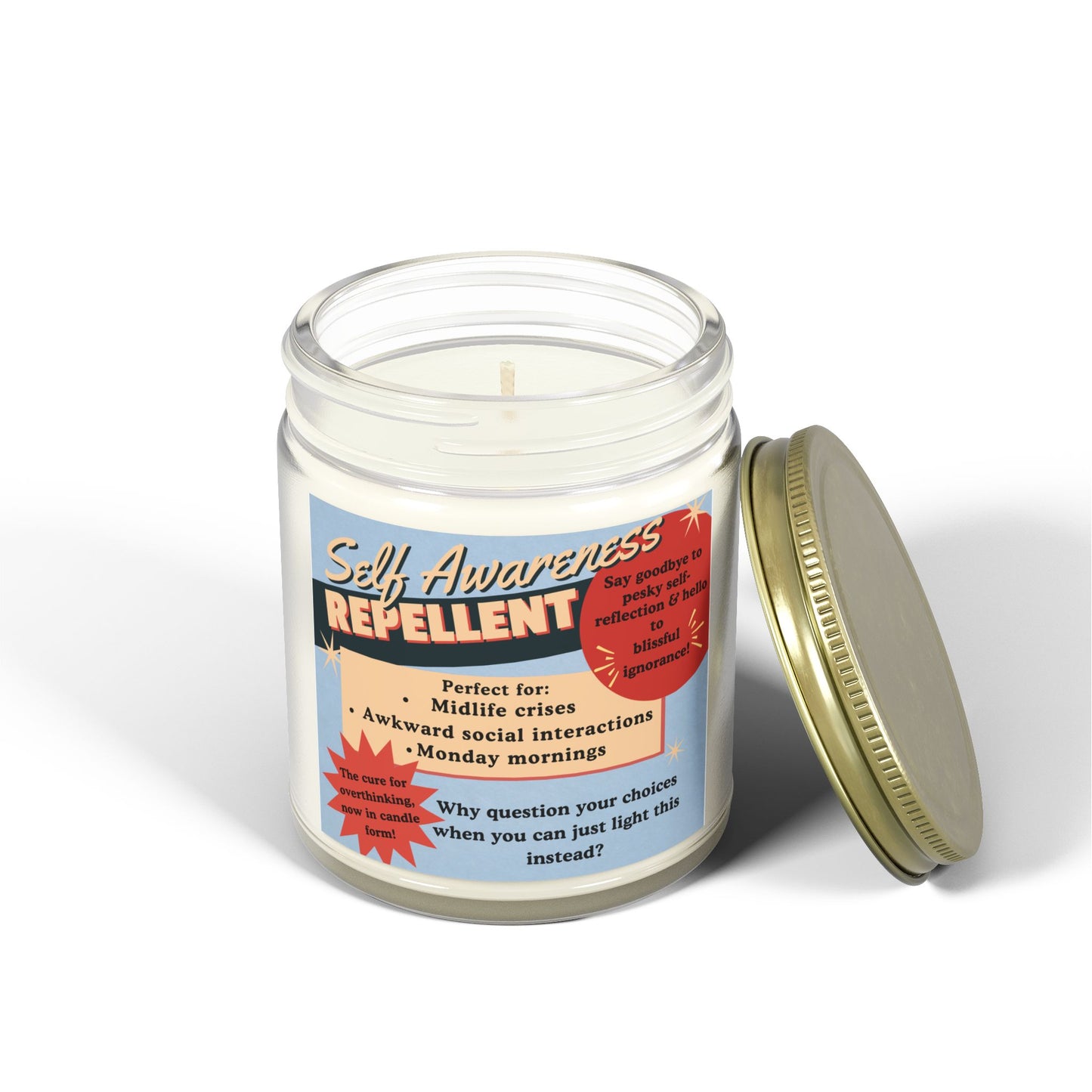 Self Awareness Repellent Scented Soy Candle Quirky Witty Clever Funny Sassy Meme Funny