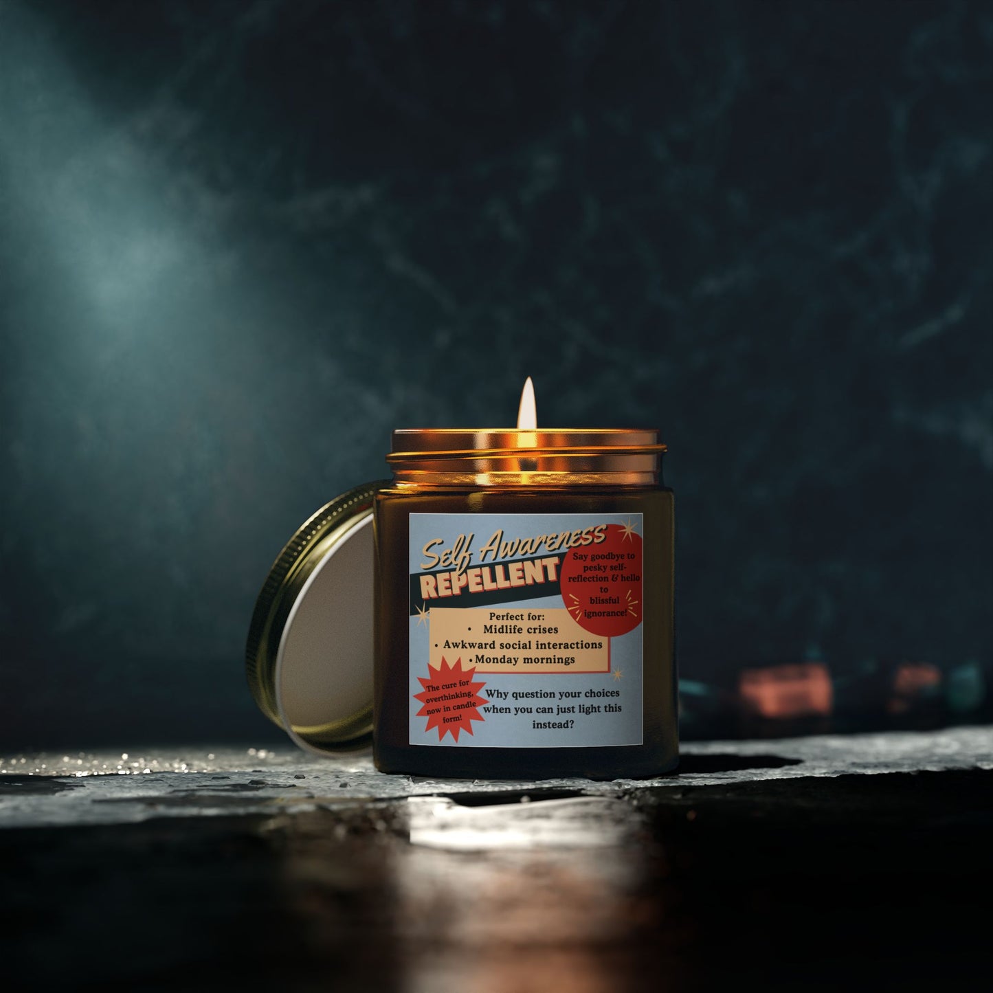 Self Awareness Repellent Scented Soy Candle Quirky Witty Clever Funny Sassy Meme Funny