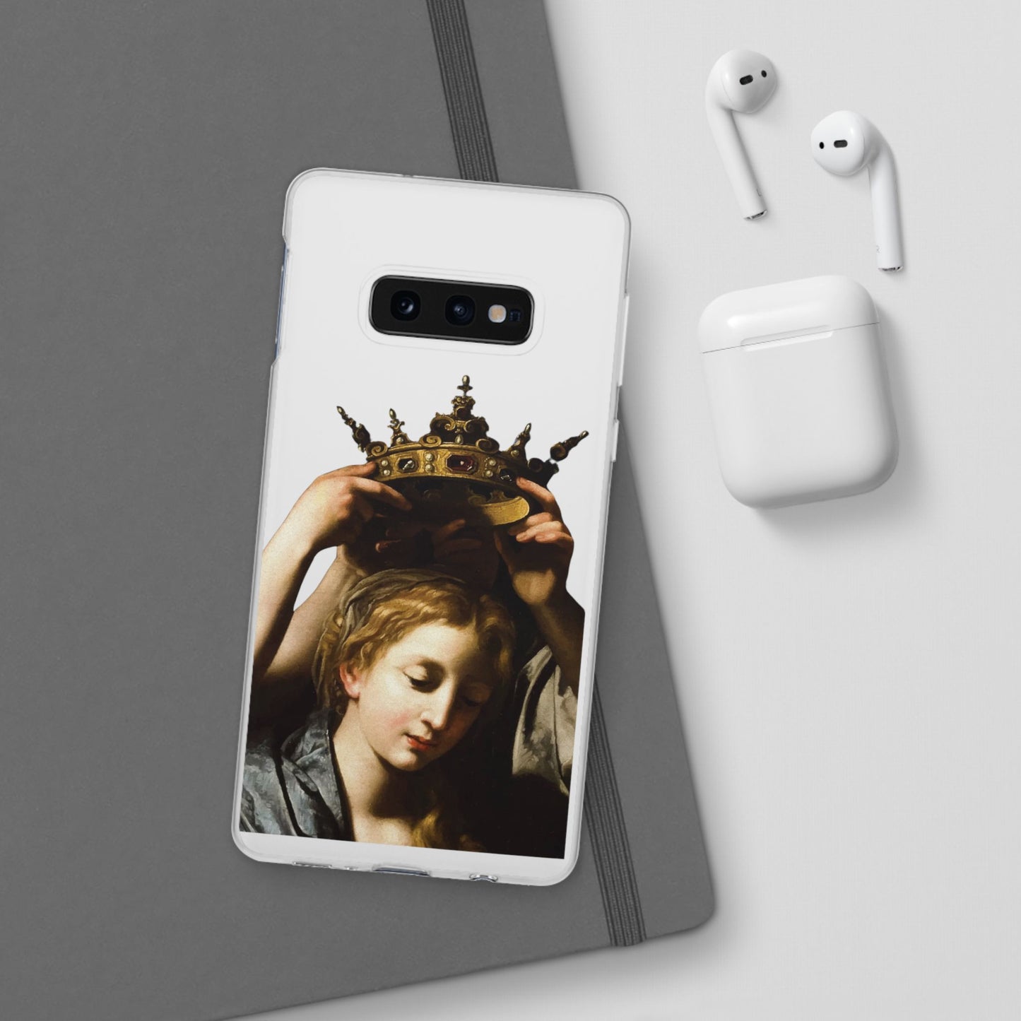 Bartolomeo Cavarozzi Clear iPhone Case,Crown,Classical art phone case,aesthetic art,arttok,iPhone android wireless charging,Feminist