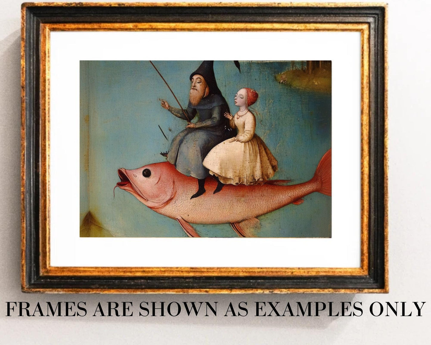 Weird Renaissance art unframed art print Hieronymus Bosch style weirdcore vintage antique 17th century 1600s bizarre old oil painting fish aesthetic kitsch quirky queer eclectic Renaissance classical fine art whimsical eccentric funky unusual medieval wall decor surreal fantasy artwork baroque gallery piece strange conversation starter historical art weird gift idea creature unique decor home art statement fantastical oil print light dark academia vibe surrealism folk master wizard tapestry art