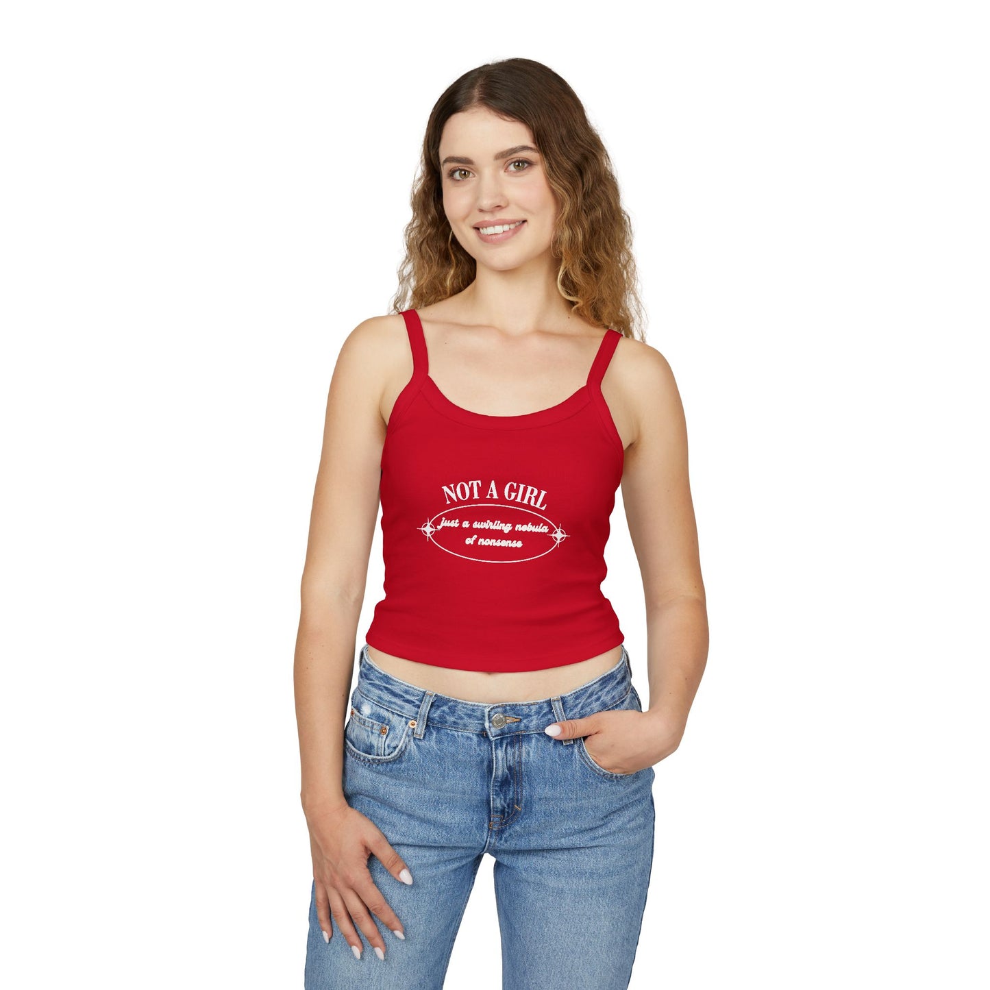 Not A Girl Spaghetti Strap Tank Top - Stylish & Playful Summer Wear