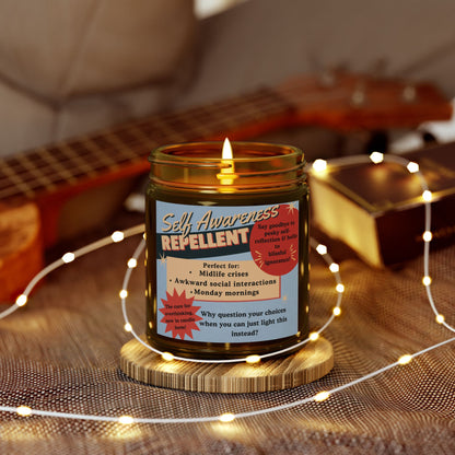 Self Awareness Repellent Scented Soy Candle Quirky Witty Clever Funny Sassy Meme Funny