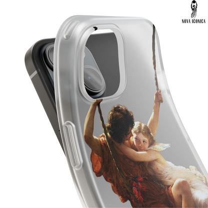 Classical art phone case, aesthetic art, arttok, swinging couple painting, Pierre Auguste Cot Springtime,  iPhone android wireless charging