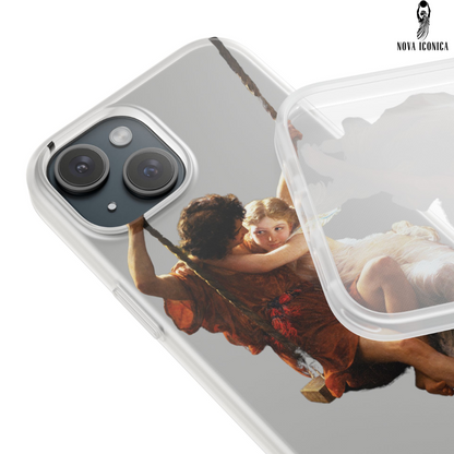 Classical art phone case, aesthetic art, arttok, swinging couple painting, Pierre Auguste Cot Springtime,  iPhone android wireless charging