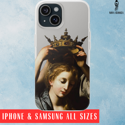 Bartolomeo Cavarozzi Clear iPhone Case,Crown,Classical art phone case,aesthetic art,arttok,iPhone android wireless charging,Feminist