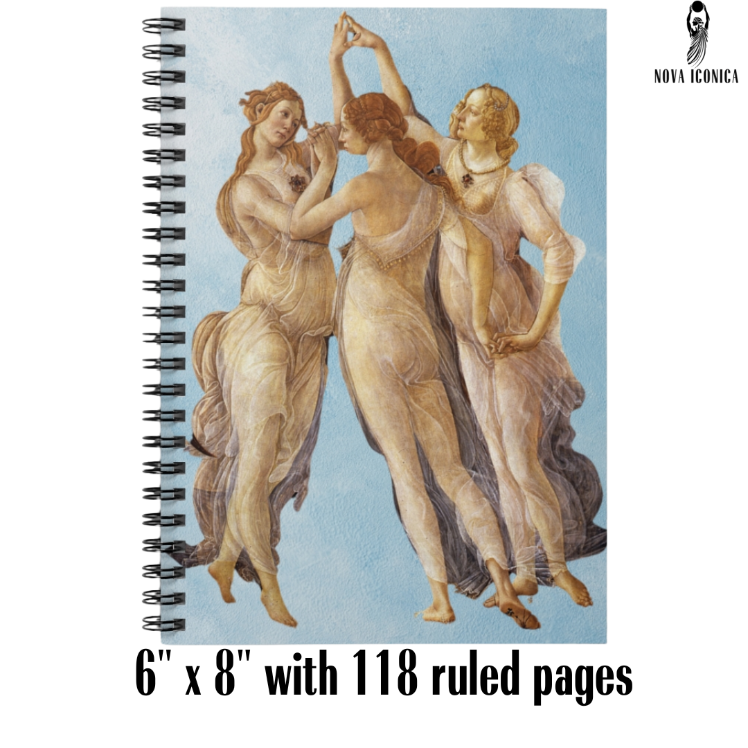 Botticelli,Primavera,Three Graces,Renaissance Art,Spiral Notebook,classical art journal