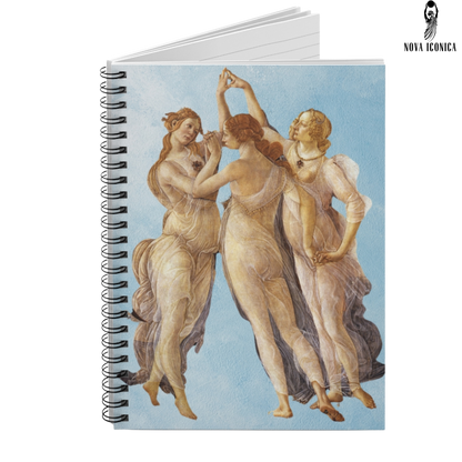 Botticelli,Primavera,Three Graces,Renaissance Art,Spiral Notebook,classical art journal