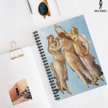 Botticelli,Primavera,Three Graces,Renaissance Art,Spiral Notebook,classical art journal
