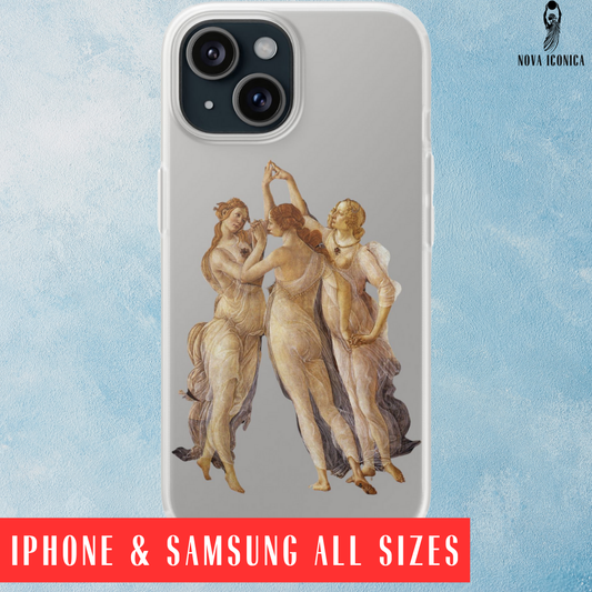 Three Graces Clear iPhone Case,Classical art phone case,aesthetic,arttok,iPhone android wireless charging,Feminist,Renaissance