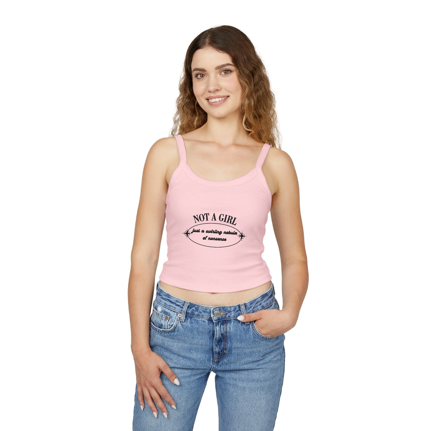 Not A Girl Spaghetti Strap Tank Top - Stylish & Playful Summer Wear