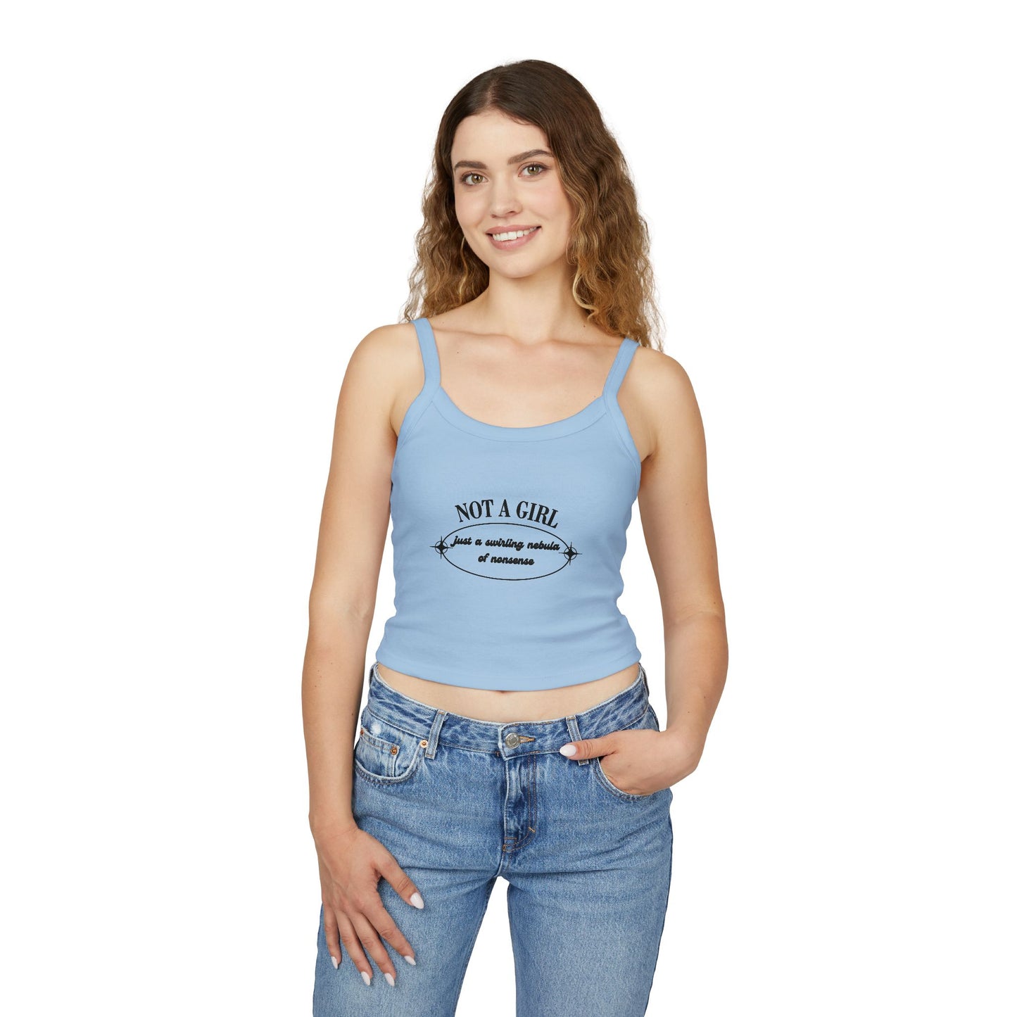 Not A Girl Spaghetti Strap Tank Top - Stylish & Playful Summer Wear