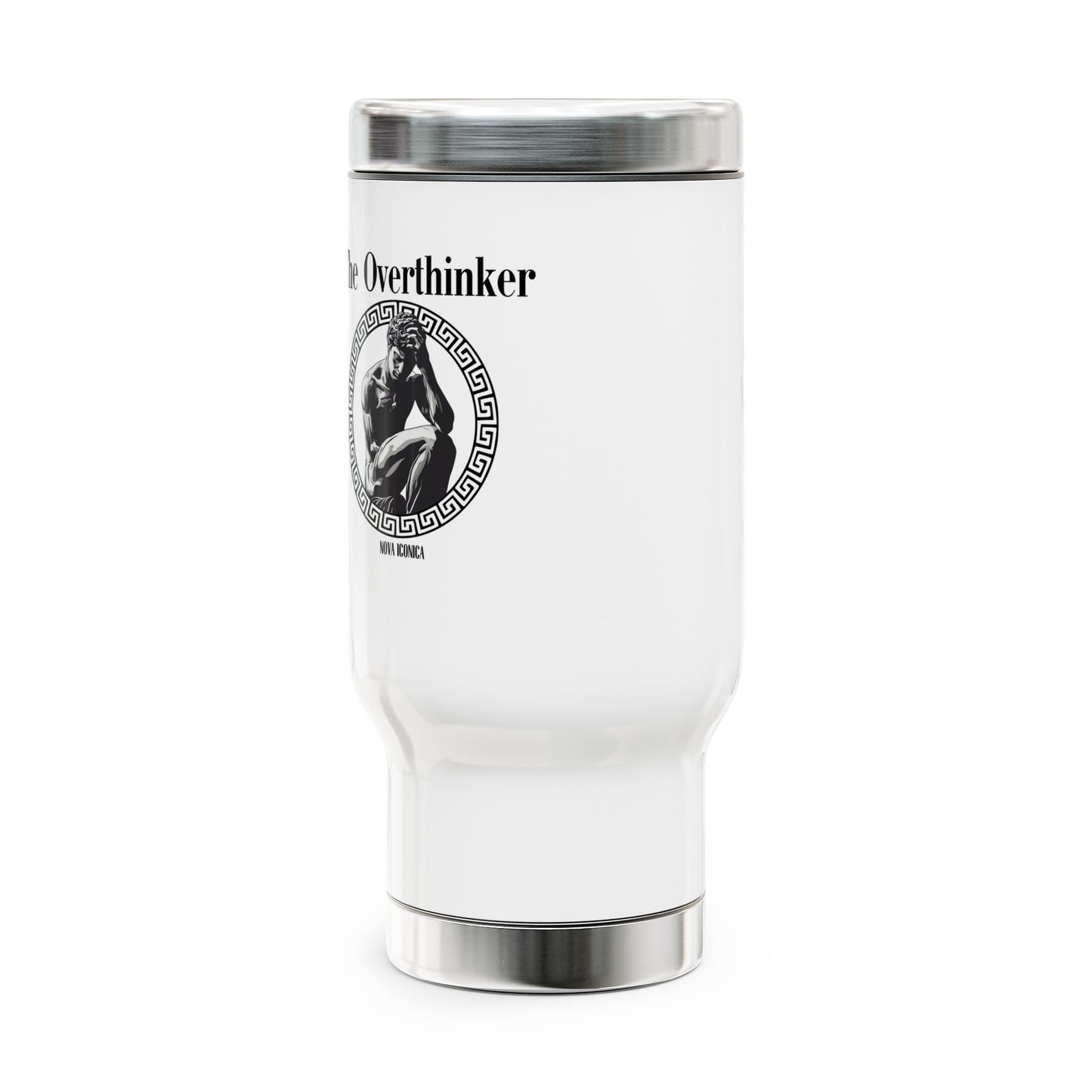 Overthinker Stainless Steel Travel Mug with Handle, 14oz
