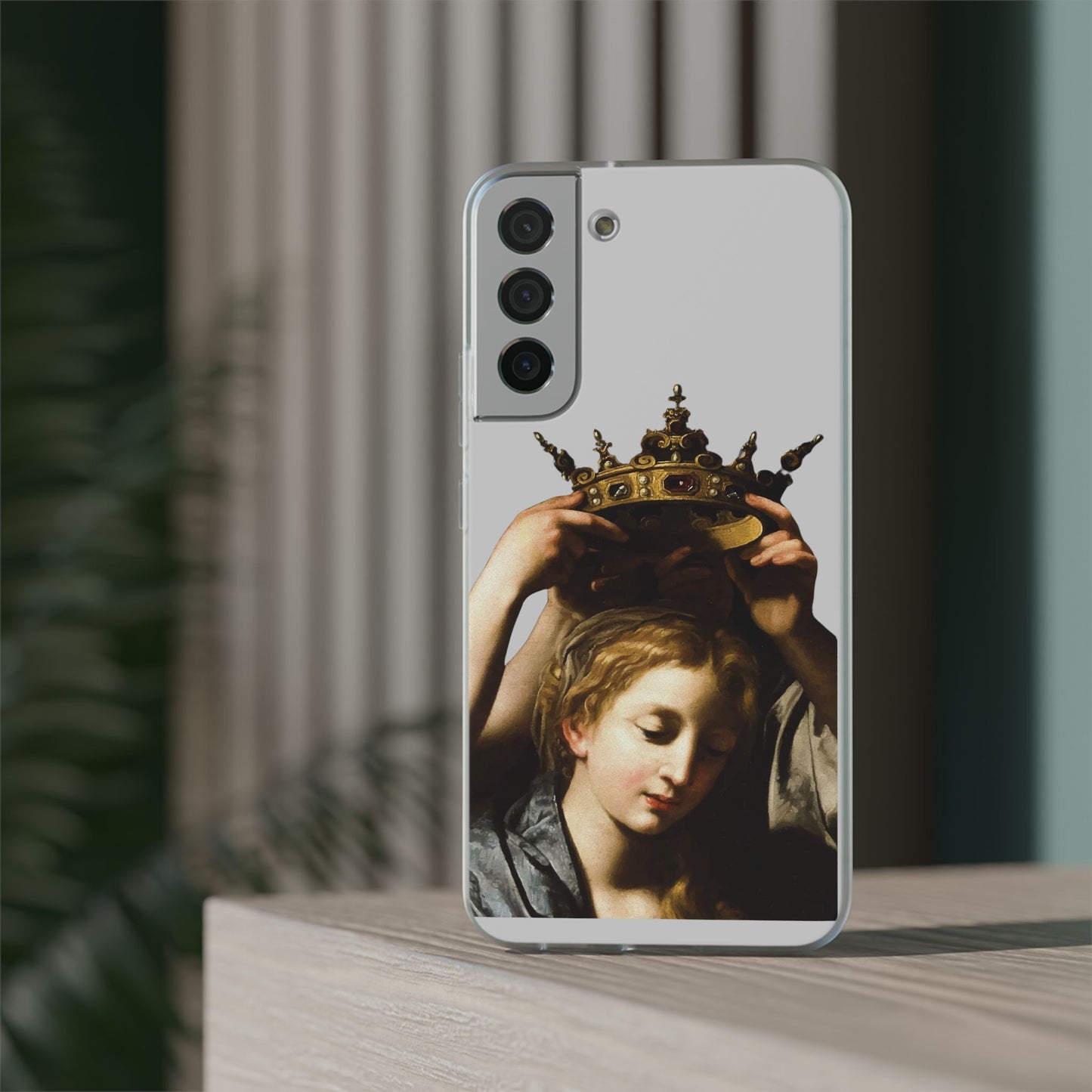 Bartolomeo Cavarozzi Clear iPhone Case,Crown,Classical art phone case,aesthetic art,arttok,iPhone android wireless charging,Feminist