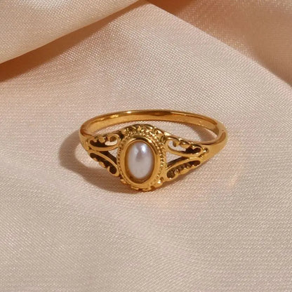 18K Gold Plated Freshwater Pearl Elizabeth Ring