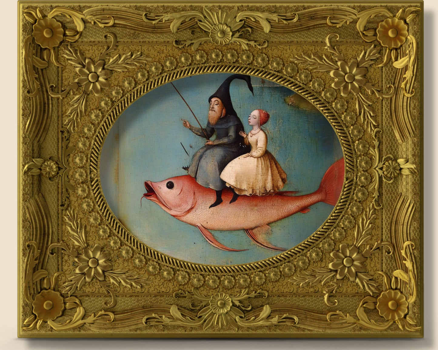Weird Renaissance art unframed art print Hieronymus Bosch style weirdcore vintage antique 17th century 1600s bizarre old oil painting fish aesthetic kitsch quirky queer eclectic Renaissance classical fine art whimsical eccentric funky unusual medieval wall decor surreal fantasy artwork baroque gallery piece strange conversation starter historical art weird gift idea creature unique decor home art statement fantastical oil print light dark academia vibe surrealism folk master wizard tapestry art