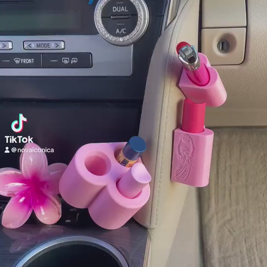 Lip balm holder car accessories pink red heart girly cute kawaii y2k personalized lighter sunglasses handsanitizer chapstick lipgloss decor