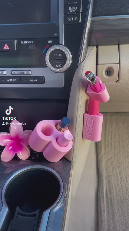 Lip balm holder car accessories pink red heart girly cute kawaii y2k personalized lighter sunglasses handsanitizer chapstick lipgloss decor